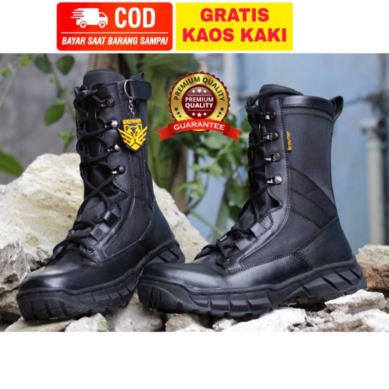 Sepatu PDL Tni Polri Kulit Anti Air merk brotrher type new gen 6 sudah pakai resleting