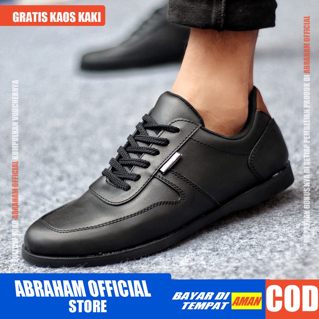 ABRAHAM Sepatu Formal Pantofel Casual Kerja Hitam Pria