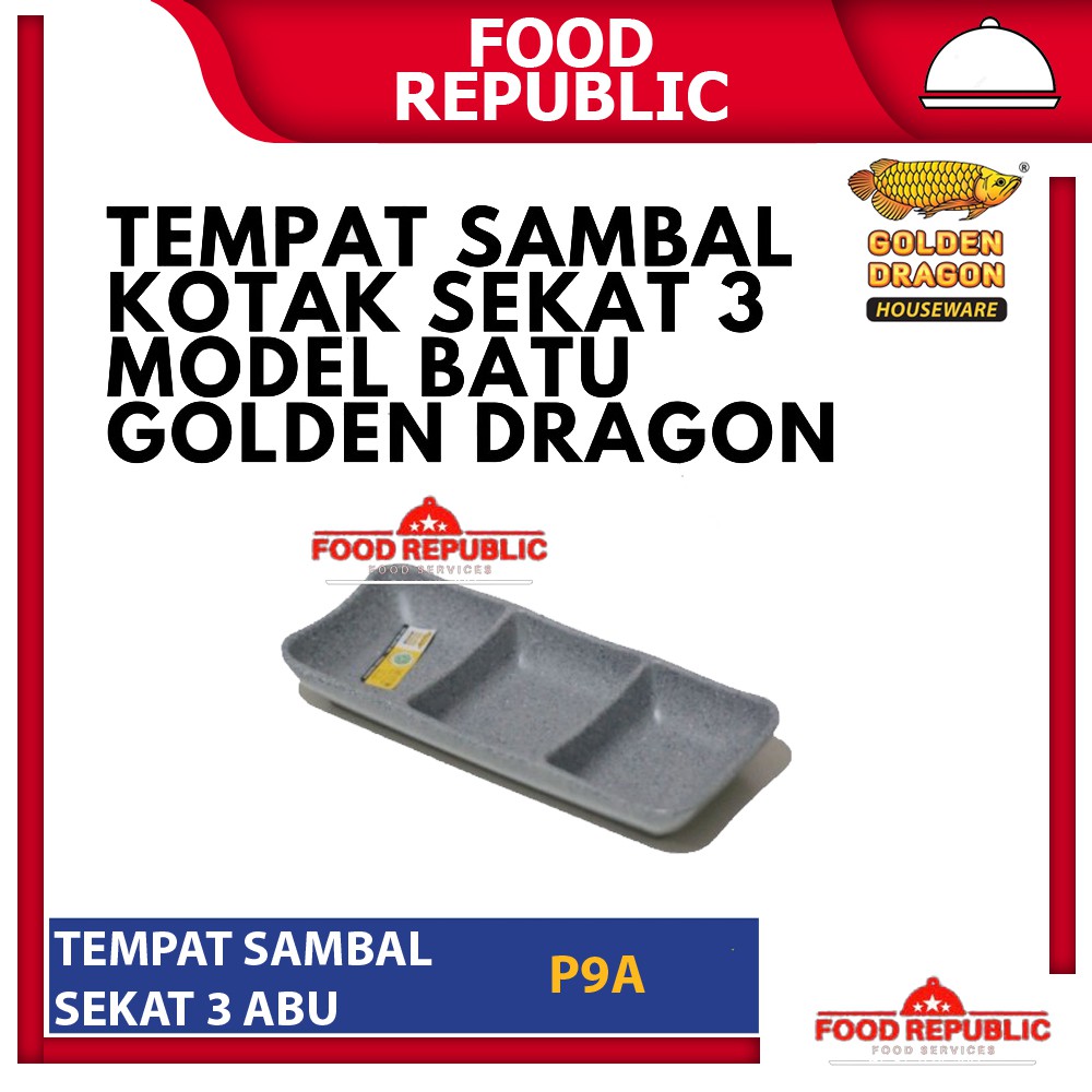 GOLDEN DRAGON TEMPAT SAMBAL ABU KOTAK 3 MELAMINE P9A SAUCE STONE SERIES