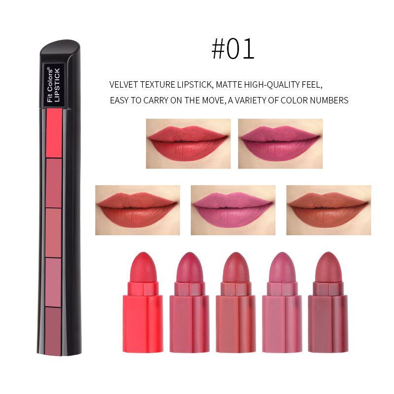 Medan Termurah (Packaging 5 warna) by Fit Colors Matte Lipstick 5in1  Creative lipstick