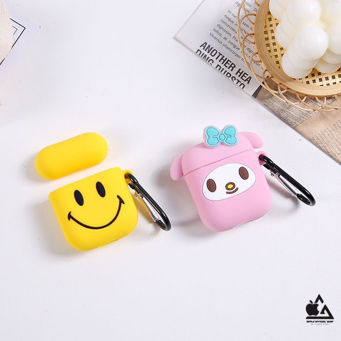 Silicone CASE 3D LUCU APPLE AIRPODS GEN 1 2 MOTIF KARAKTER KARTUN CARTOON Softcase Pouch Kaitan Cantolan