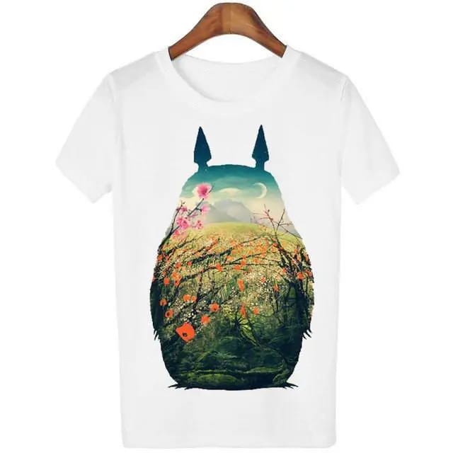 Kaos Ghibli Merch Totoro Silhoutte nature American state apparel