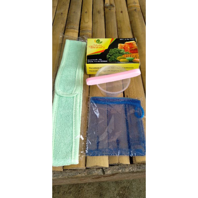 sabun multibeauty free wadah sabun bandana spons jaring busa brosur