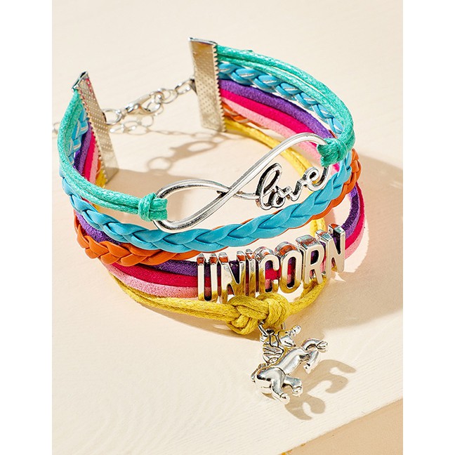 LRC Gelang Tangan Fashion Love Braided Rope Letter Love Pony Multi-layer Bracelet P06584