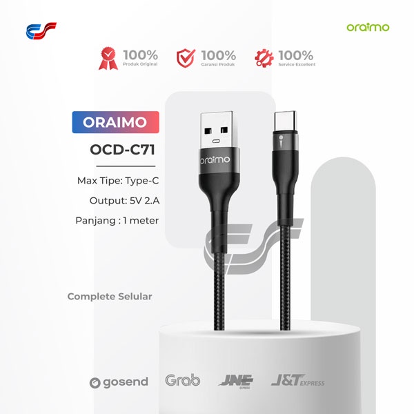 Kabel Data Oraimo Type-C OCD-C71