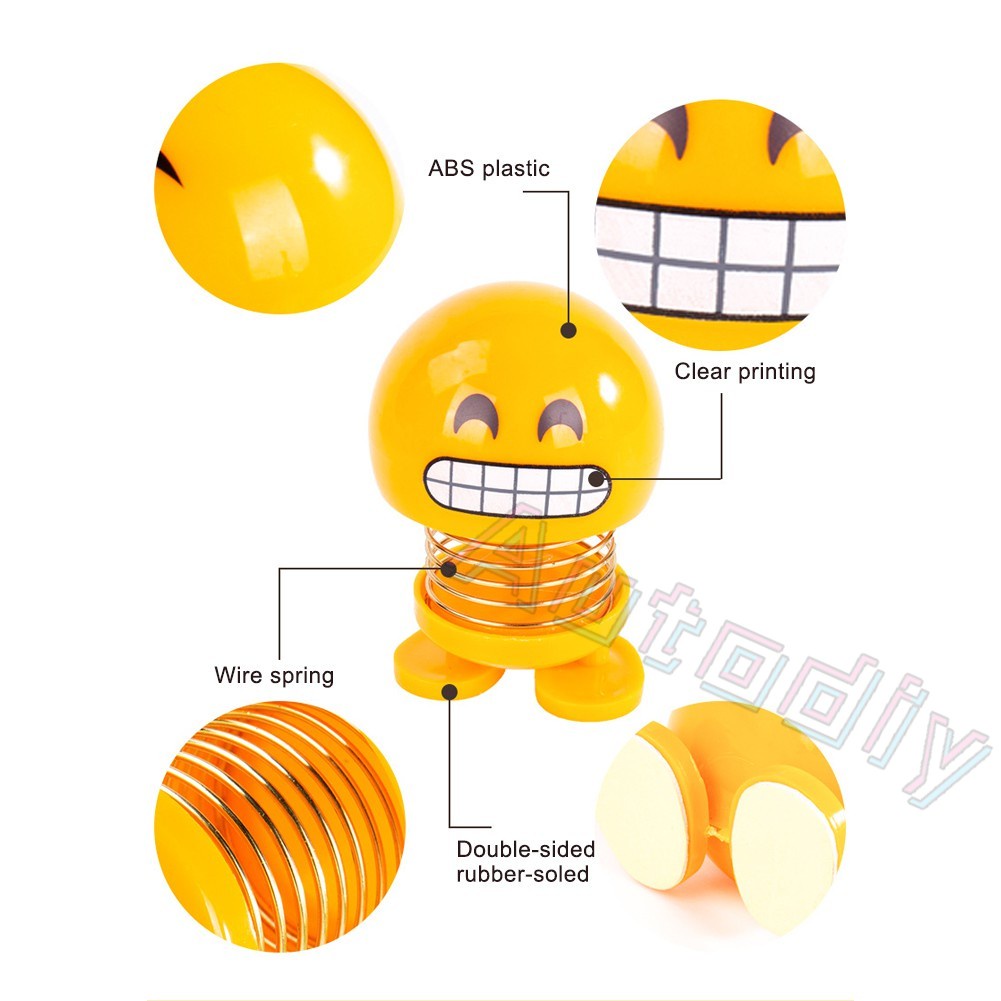 4pcs / Set Mainan Boneka Emoji Kepala Bergoyang Untuk Interior Mobil