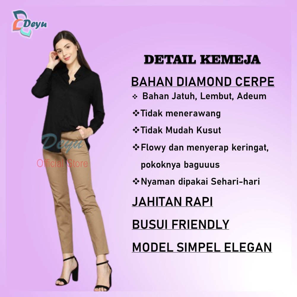 Kemeja Wanita Polos Pretty Woman Basic Streach Original Madame Sexy-1
