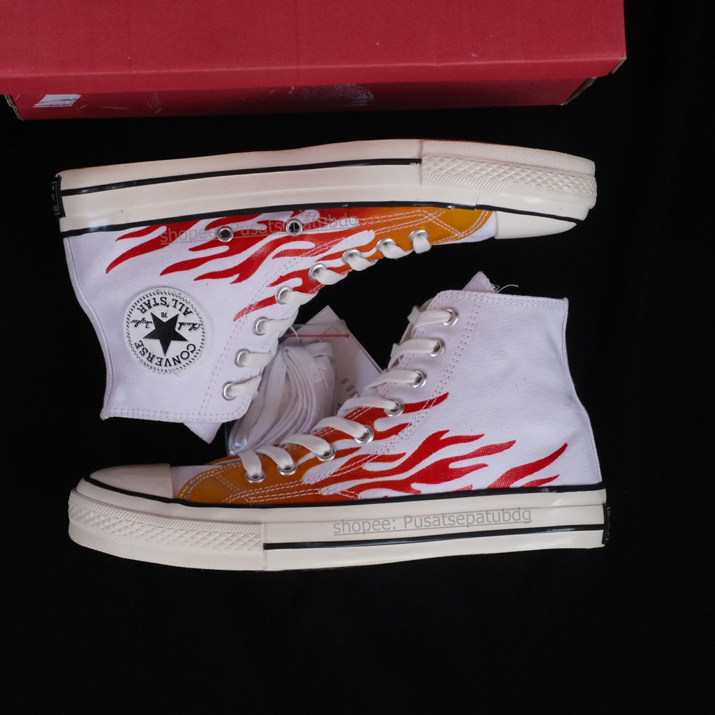 CONVERSE FLAME HIGH WHITE RED MOTIF 70S EGRET