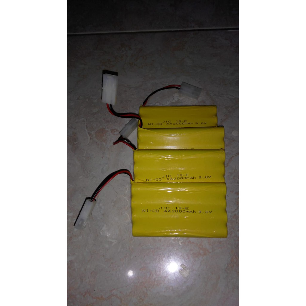 Baterai Mobil Remot 9,6V 9.6V SOKET PUTIH 2 PIN 2000mAh Batre RC 3pin