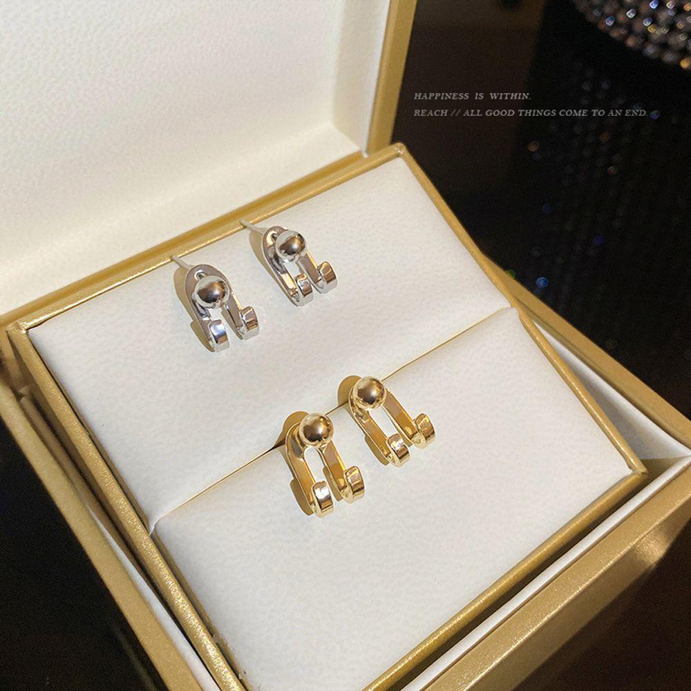 Anting Stud Silver Needle Model Gantung Belakang Mini Klasik Gaya Korea Untuk Wanita