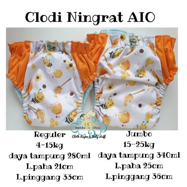 Clodi celana Ningrat AIO all in One Reguler 5-kg - 15kg jumbo hingga 25kg polos motif mudah dipakai langsung slup