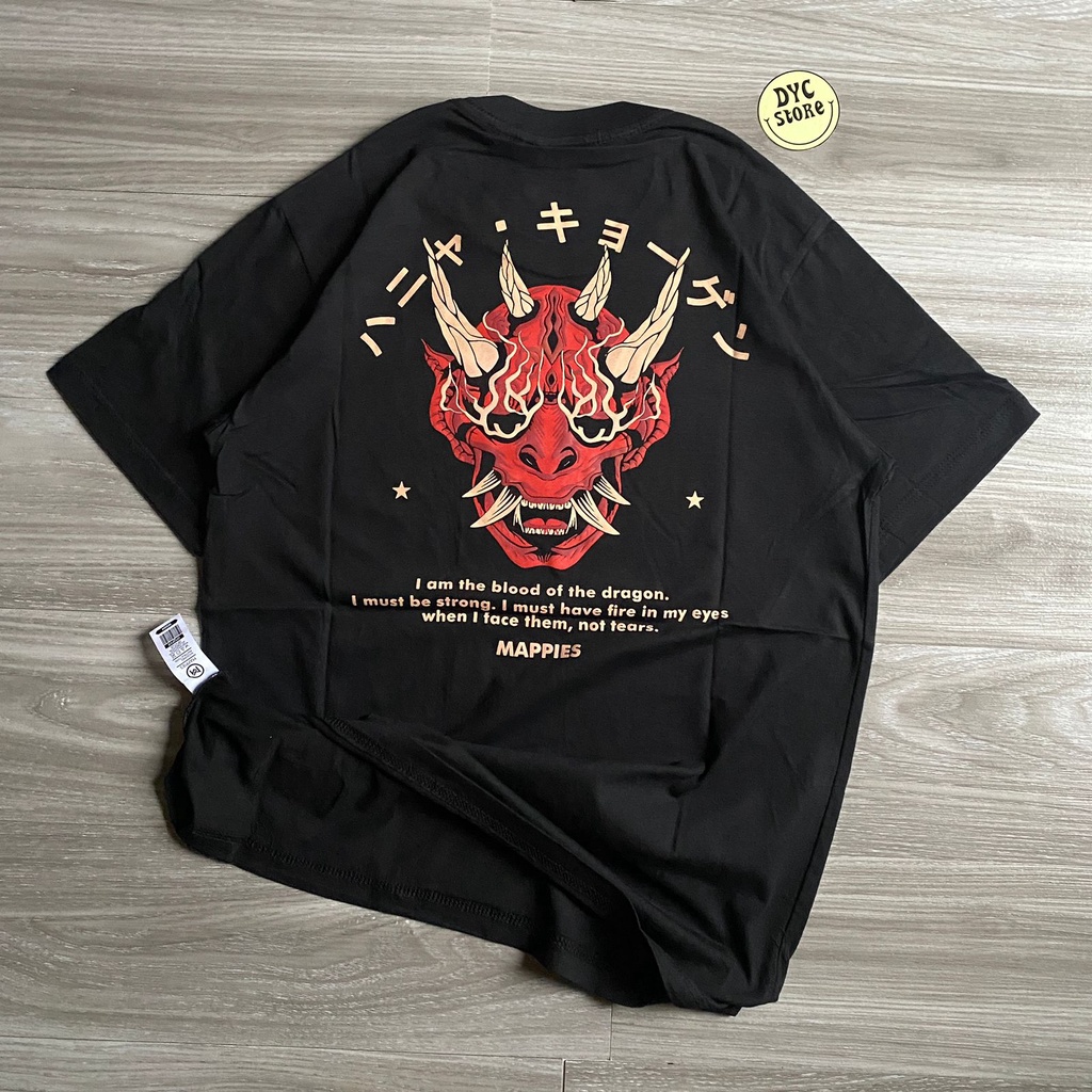 T-Shirt Kaos Distro Streetwear Original Mappies Spesial art Bloods dragon From Bandung Kaos Oversize Hitam