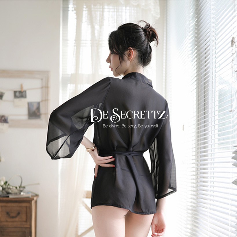 DeSecrettz MIYABI Baju Tidur Sexy Model Kimono Set, Includes Outer and G String, Lingerie Sexy, Baju Tidur Wanita Sexy, Baju Dinas Depan Suami, Baju Haram Sexy, Kimono Lingerie