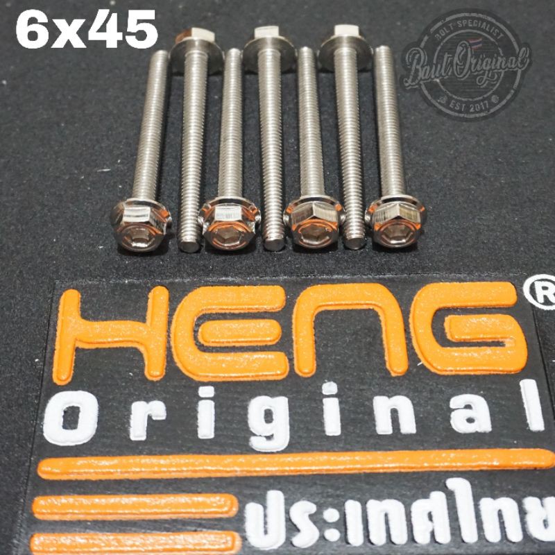 baut probolt 2kunci 2 kunci stainless 6x45 drat 10 panjang 4.5cm original heng thailand silver