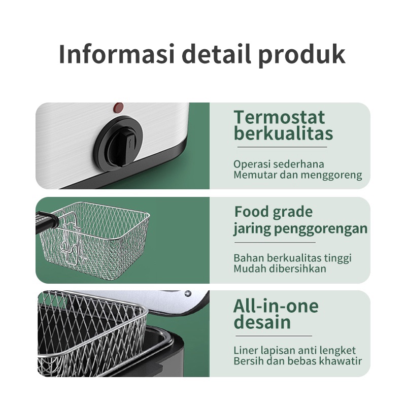 KaisaVilla Deep Fryer Listrik 2.5L Penggoreng Listrik