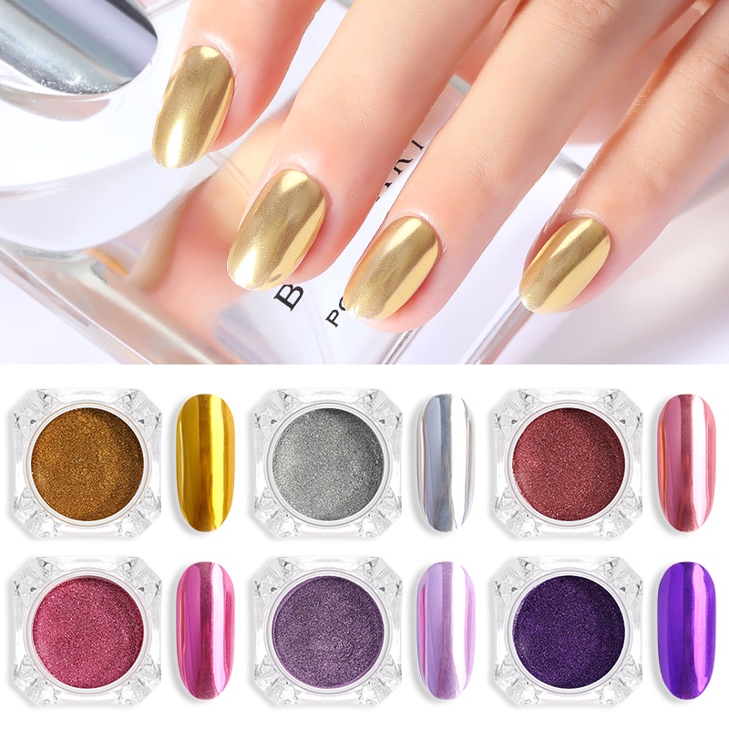 【 COD 】Chrome powder nails / MIRROR powder nail art mirror effect chrome efect nailART