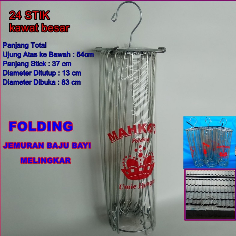 Hanger Folding Baju Bayi, Hanger Anak, Pakaian Dalam Jemuran Baju Bulat Lipat Anti Karat ZK1