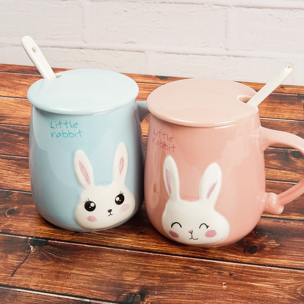 Mug Keramik Lucu Cat Rabbit Kucing Kelinci Unik Gelas Minum