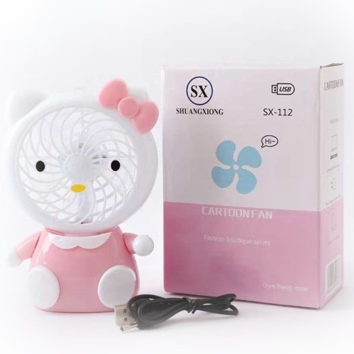 COD Kipas Angin Meja - Mini Fan Karakter SX-112 HELLO KITTY / DORAEMON - HELLO KITTY