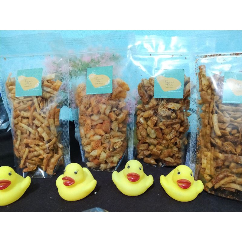 

snack/kripik lumpia,basreng,kentang,tempe