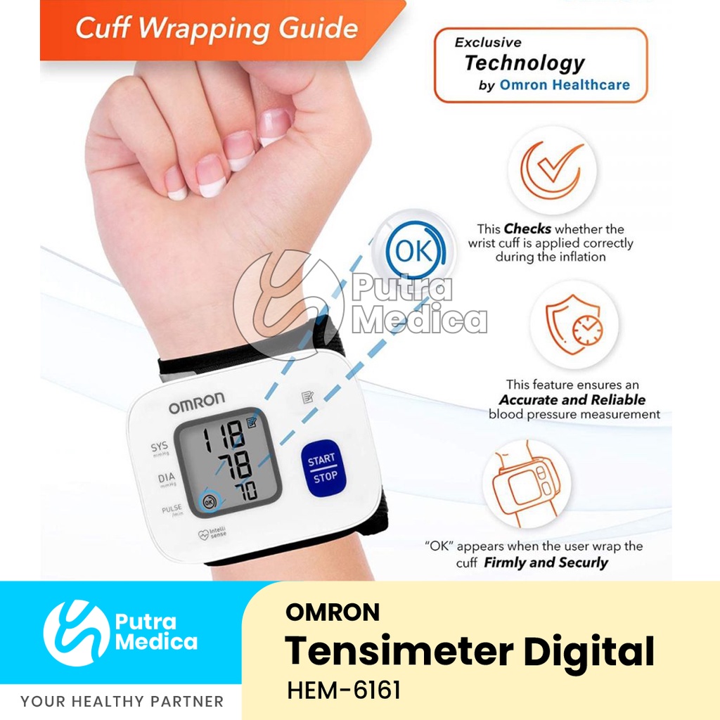 Omron Tensimeter Digital Pergelangan Tangan HEM-6161 / Tensi Elektrik / Alat Ukur Tekanan Darah