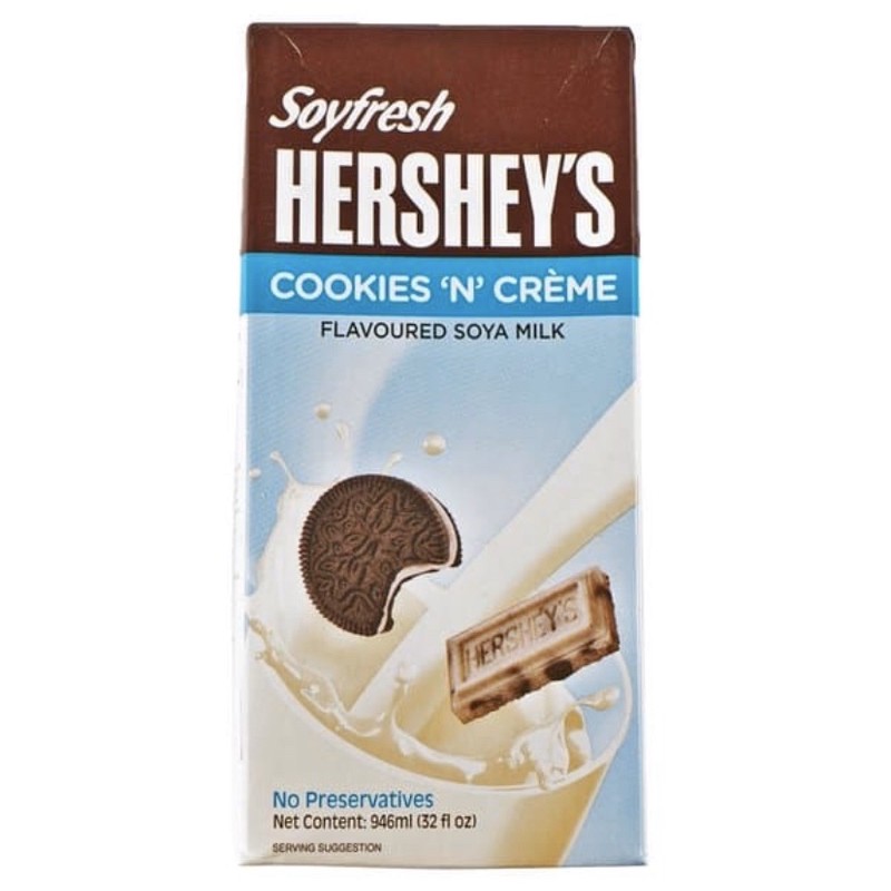 

Hershey's soya milk cookies and cream 946 ml