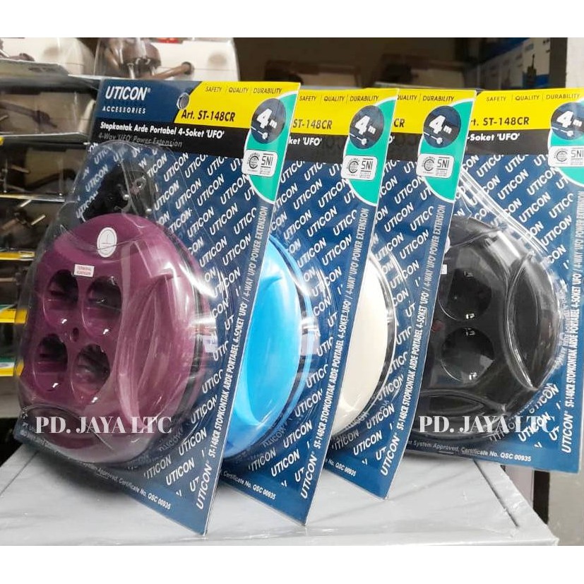 uticon stop kontak portable 4   socket ufo    kabel roll 4meter st 148cr   kabel gulung mini 4meter