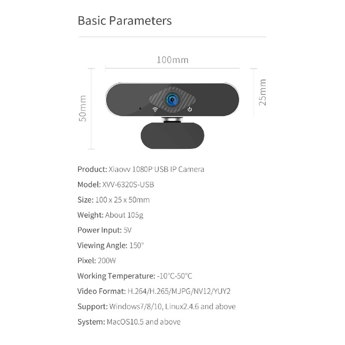 XIAOVV HD Web USB Camera - Webcam 2MP Auto Focus Ultra Wide Angle - Kamera WebCam untuk Laptop Komputer PC