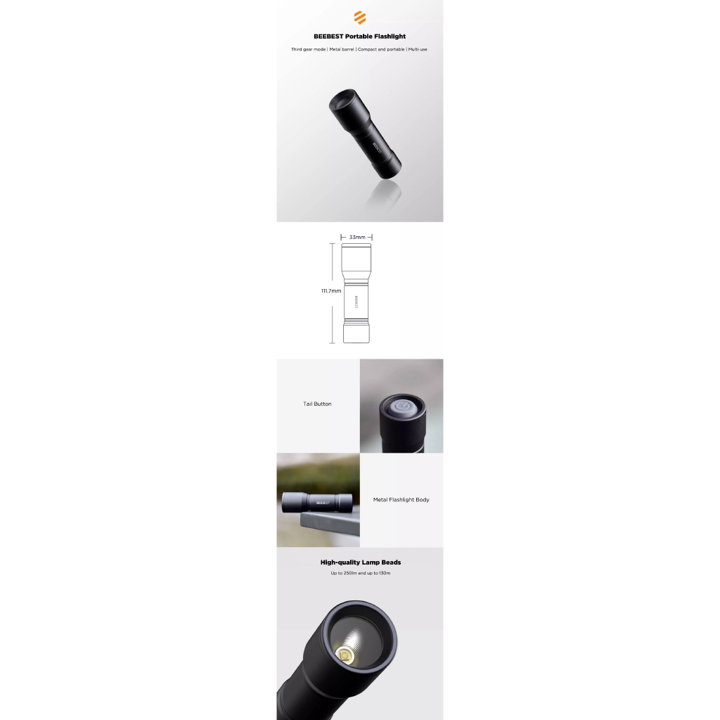 Xiaomi Mijia BEEBEST Senter EDC AAA Ringan 130m Dari Xiaomi Youpin Waterproof SOS Portable Mini Torch