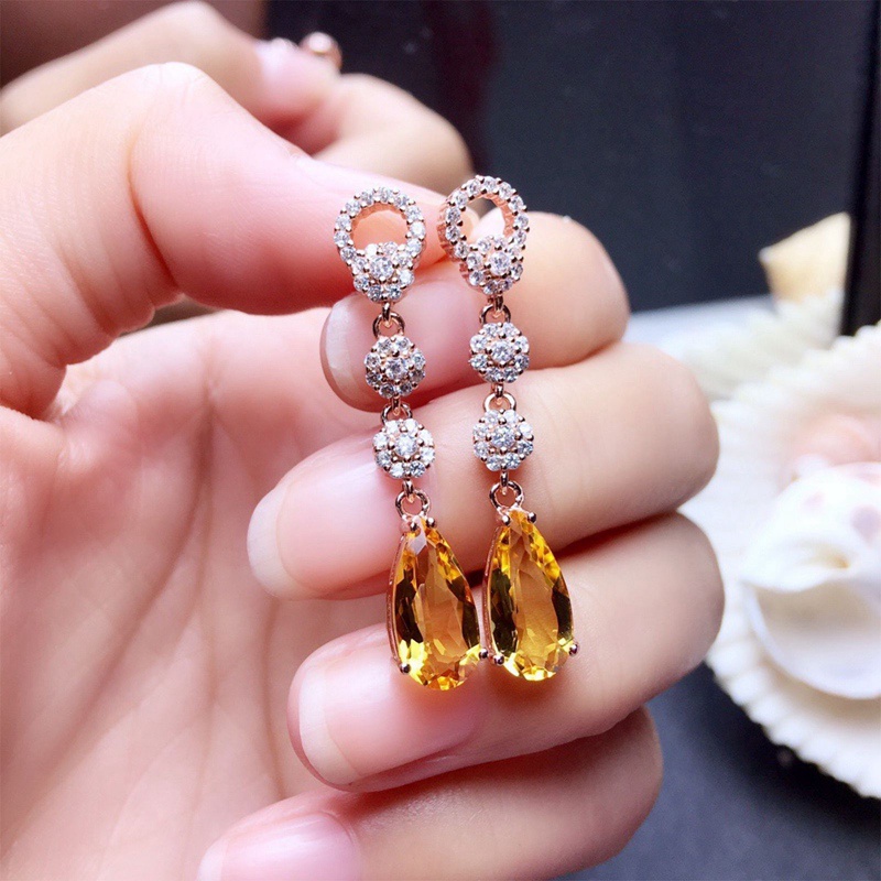 Anting Tusuk Gantung Wanita Desain Bunga Hias Cubic Zirconia AAA Gaya Eropaelegan Berkilau Untuk Pernikahan