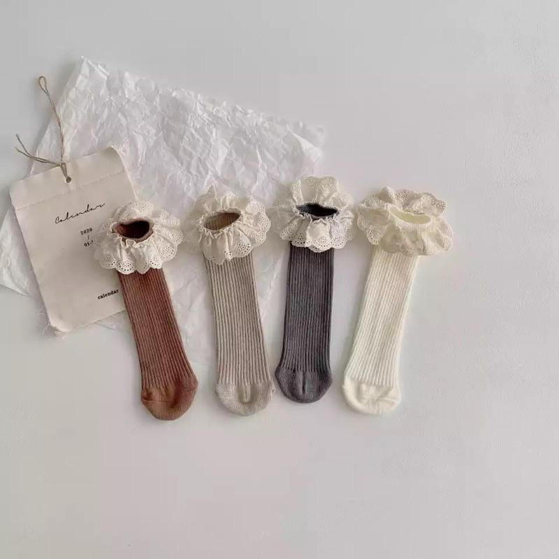 Kaos Kaki Panjang Renda Anak Bayi Perempuan Newborn Baby Socks Kaus Kaki Renda Anak Perempuan Cewek 1 2 Tahun Korea Lucu Antislip