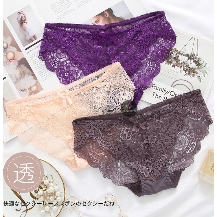 DeSecrettz PANTIES #050 Celana Dalam Wanita, Sexy Lace Panties Model Low Waist, Soft Touch Cotton