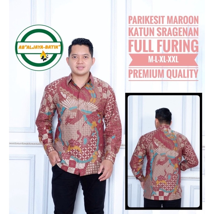 Batik Pria PARIKESIT MARON Full Furing Bahan Katun Halus High Quality