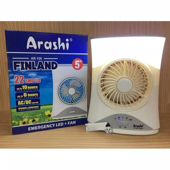 Lampu emergency LED +kipas 5&quot; +powerbank ARASHI FINLAND AR128 AR 128