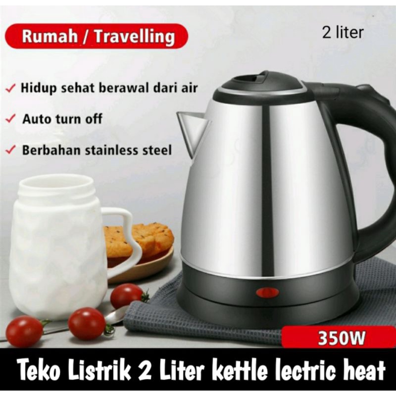 WJ TEKO LISTRIK / PEMANAS AIR ELECTRIC KETTLE STAINLESS 2 LITER