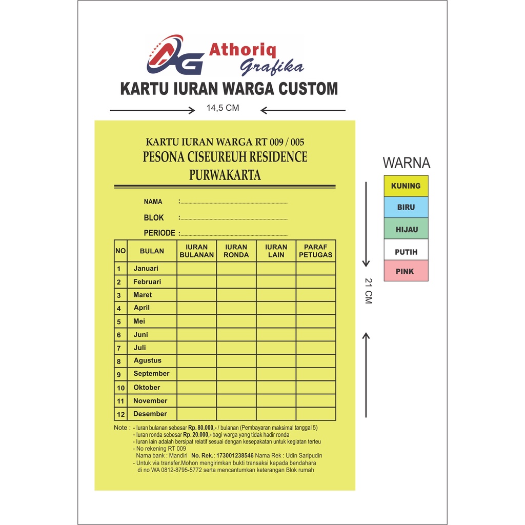 

kartu iuran warga/kartu ronda