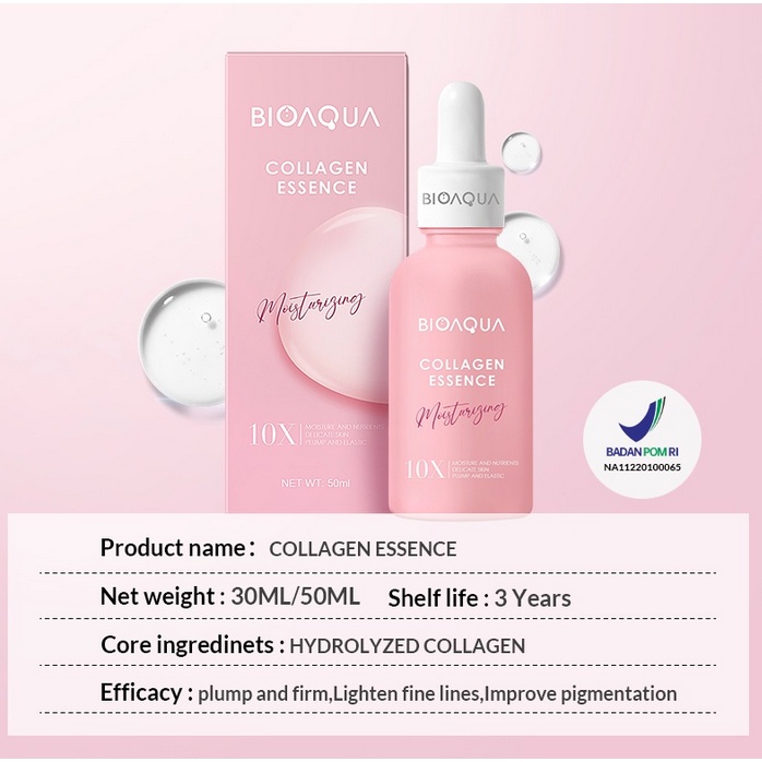 BIOAQUA (essence) effect 10x wonder murah bpom mencerahkan pelembab mengatasi bekas jerawat beruntusan pelembab serum toner hydrating collagen squalance vitamin c collagen centella anti aging dry skin oily kering berminyak penuaan dini tua bagus viral