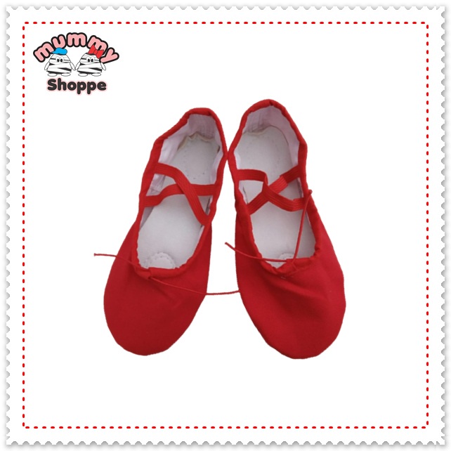 Sepatu balet anak warna PUTIH - MERAH / sepatu menari yoga / ballerina shoes