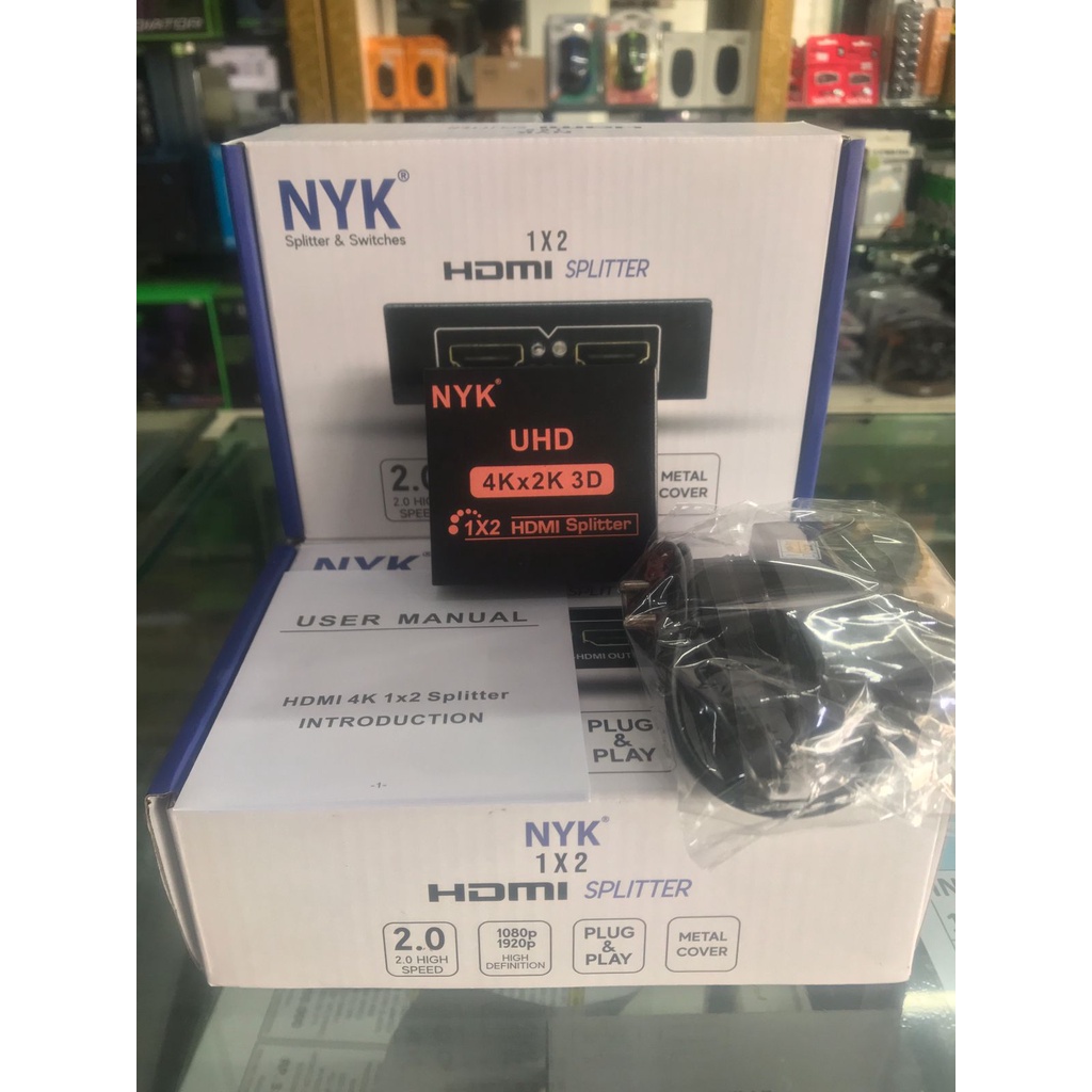 HDMI SPLITTER 2 PORT / 4 PORT NYK 4K + Adaptor 2A