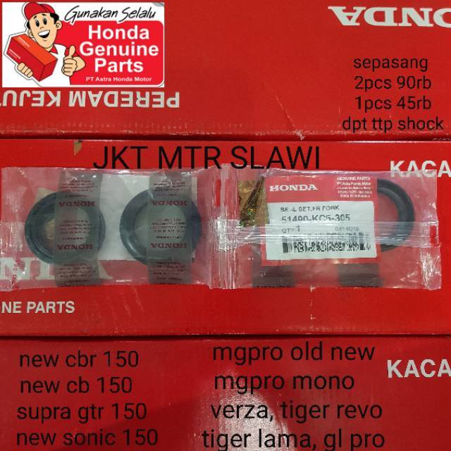 51490-KC5-305 Seal shock harga satuan sonic gtr new cbr new cb 150 led mega pro verza monoshock gl pro harga 1set ori honda AHM