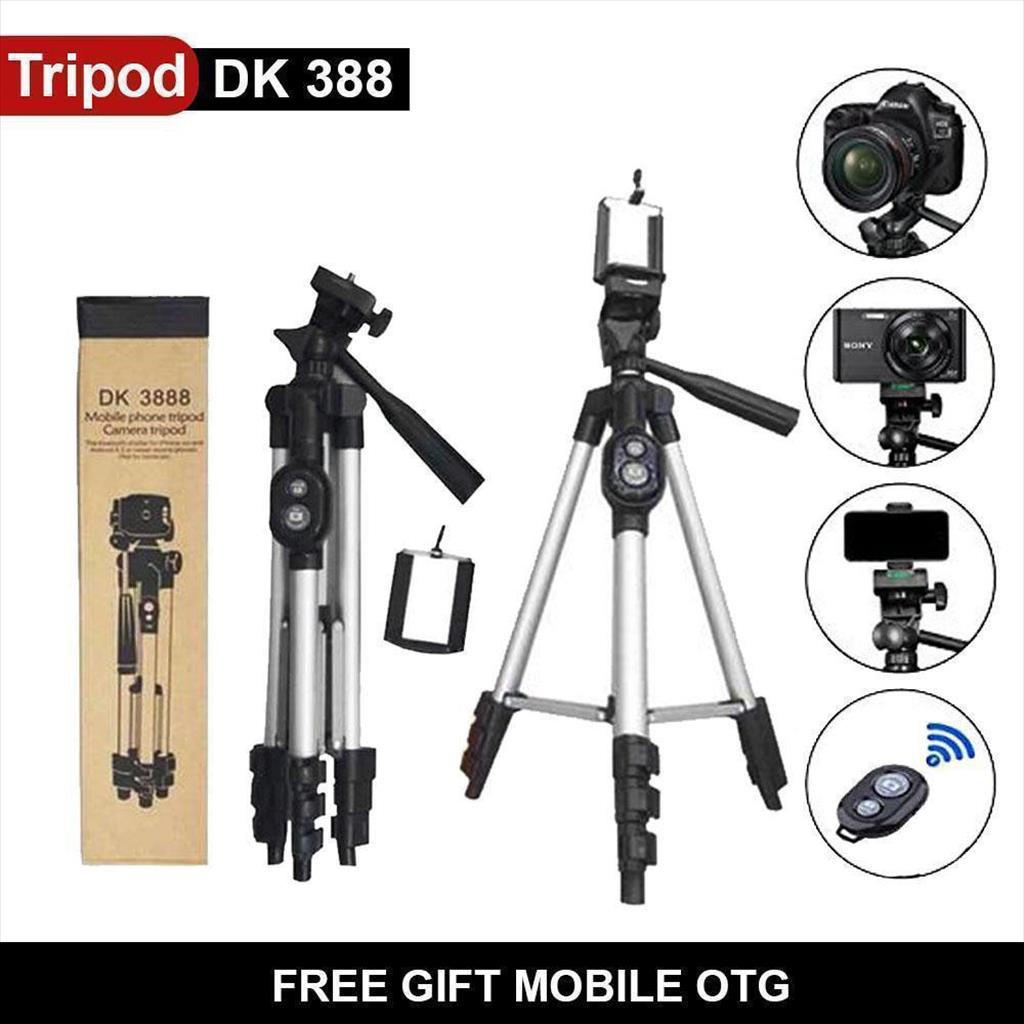 Tripod Bluetooth Wireless 1 meter Universal HP Kamera free Sarung &amp; Remote Bluetooth DK3888