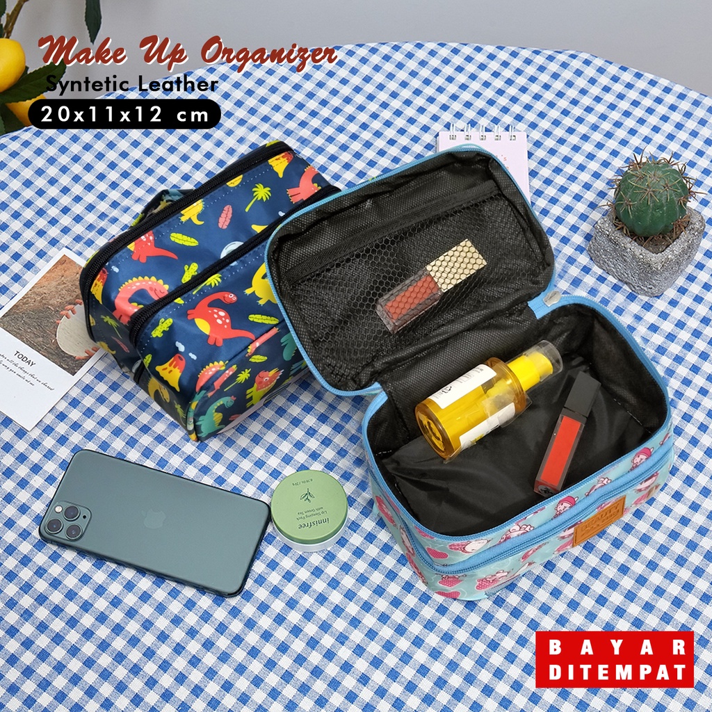 TAS MAKE UP SUSUN  MINI POUCH KOSMETIK WATERPROOF TRAVEL ORGANIZER MOTIF TEMPAT MAKE UP MOTIF LUCU TAS COSMETIC WANITA MURAH