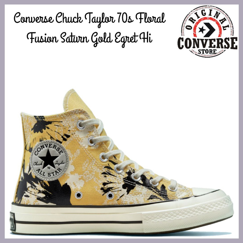 ORIGINAL CONVERSE CHUCK TAYLOR 70s FLORAL FUSION SATURN GOLD EGRET Hi 571581C WOMENS