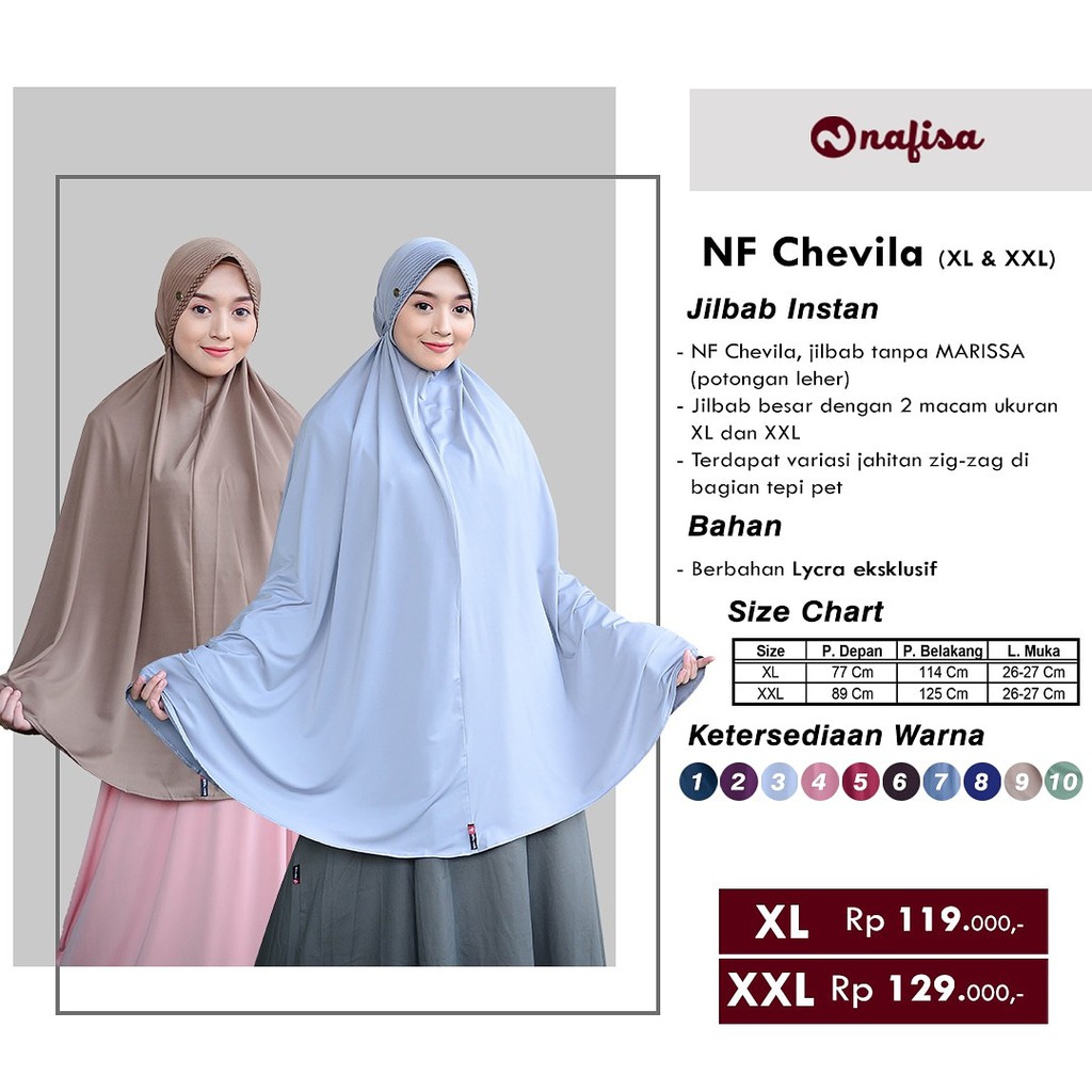 Jilbab Syari Jumbo Nafisa Chevila - Hijab Jumbo Pet Antem Syari Khimar Premium