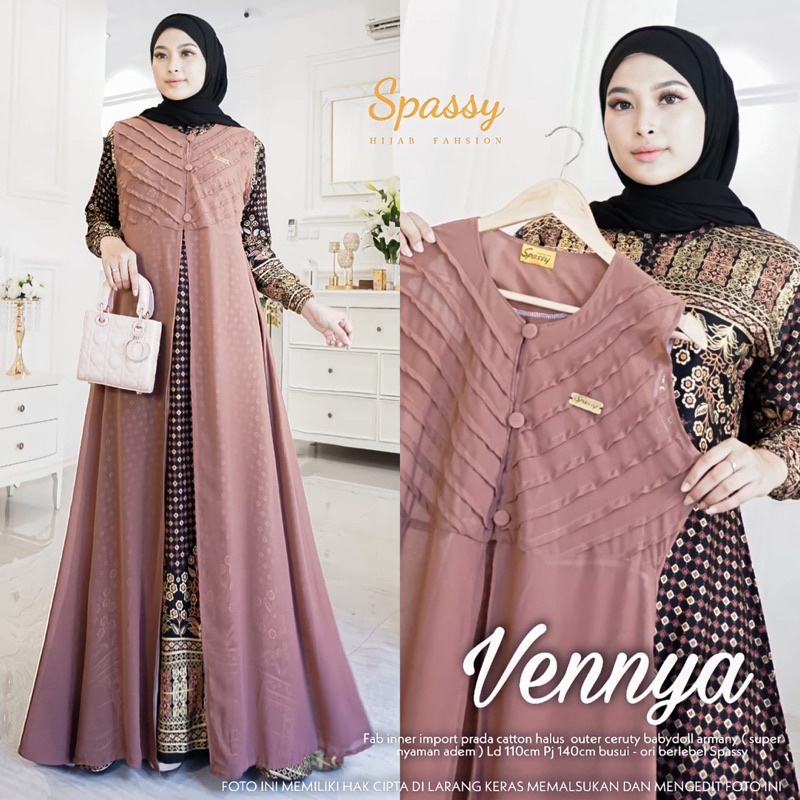 pakaian wanita, dress wanita, pakaian wanita muslim, gamis wanita, Vennya ori spassy
