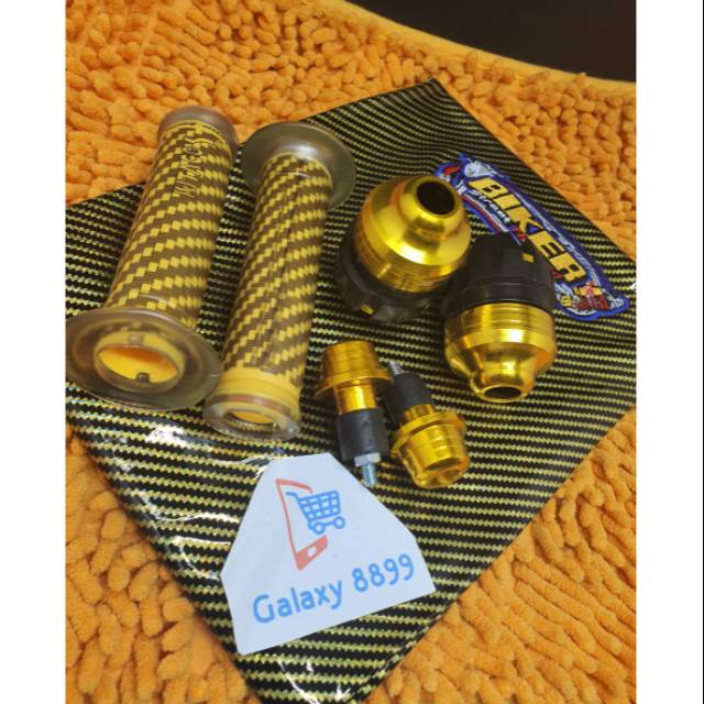 Kulit Jok Karbon Gold + Jalu As depan + Jalu Stang + Handgrip karbon kitaco