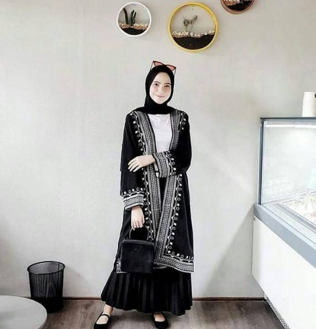 Pakaian Wanita Terlaris ILMA OUTER // Outer Motif Bordir // OUTER WANITA // OUTER MURAH // OUTER MUSLIM / luaran wanita / outer jumbo / long outer / outer terbaru 2022 / kardigan wanita-2