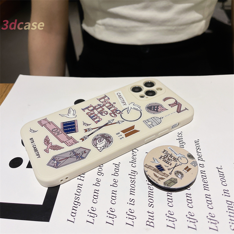 Anti-fall Case VIVO Y21 Y72 Y51 2020 Y12 Y30 Y53 Y91C Y91 Y20 Y12S Y17 Y93 Y50 Y20S Y51A Y30i Y12i Y15 Y95 Y11 Y20i Y90 Y91i U10 Y70 Y1S Z3 A5 A7 A5S A52 A9 A5 2020 Reno 4 Lite 4 F A93 A94 VIVO Y12 Y51 Y72 Y53 illustration Korea BTS Soft Case with holder