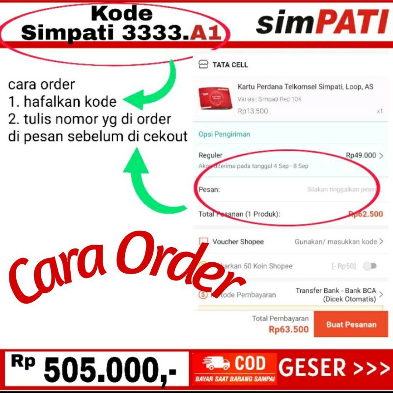 Nomor cantik telkomsel Simpati 0812345 x abbc murah