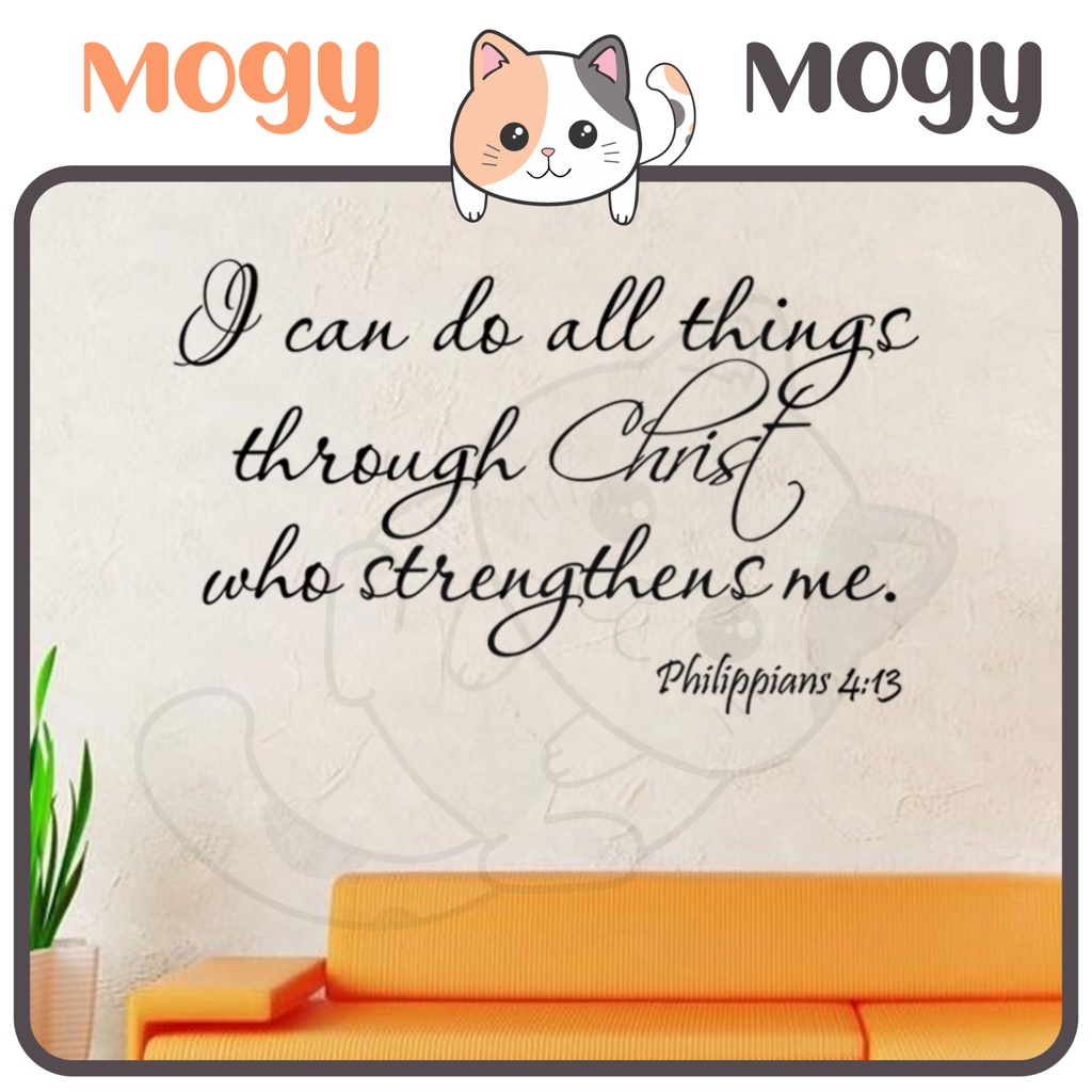 MOGYMOGY STC003 Sticker Dinding Kata Quote Philippians 4:13 Wall Sticker